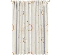 Rideaux Occultants Etoile Lune, Design Simple Et Frais, Style Bebe Fille, Decoration De Chambre D'enfant, Draperies De Fenetre A Poche A Tringle