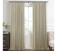 Rideaux occultants extra larges à isolation thermique pour chambre à coucher, imitation lin doux au toucher, couleur naturelle, 213,4 x 243,8 cm (l x L)