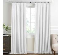 Rideaux occultants extra larges en faux lin à isolation thermique - Doux au toucher - 254 cm de large x 243,8 cm de long - Idéal pour fenêtre de chambre à coucher