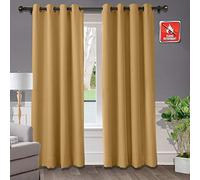 Rideaux occultants extra larges ignifuges à isolation thermique pour chambre à coucher - Traitement de fenêtre à œillets solides - 381 cm de large x 243 cm de long - 1 panneau - Couleur chêne