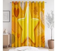 Rideaux occultants Facile à Entretenir Cartoon Graphisme Étoile à Cinq Branches Jaune La Taille du Rideau est 140 x 240cm,Il y a Deux pièces à l'intérieur, pour Chambre à Coucher