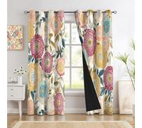 Rideaux Occultants Fleurs Abstraites Style Chaleureux Et Guérisseur Rideaux Thermiques Isolants Anti Froid Rideau À Oeillets pour Salon Chambre, Ensemble De, 132 X 214 Cm (2 Panneaux) Rose Clair