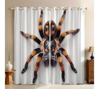 Rideaux Occultants Gros Plan d'une Tarentule Lot de 2 - Opaques Thermiques et Phoniques avec Œillets Couleur Orange pour Chambre Enfant, Salon ou Véranda 140L X 280H cm
