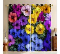 Rideaux Occultants Gros Plan sur Un liseron 2 Pièces - Polyester Imprimé Multicolore Thermiques et Isolants Phoniques Anti Froid pour Chambre Enfant, Salon ou Cuisine 140L X 175H cm