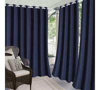 Rideaux occultants imperméables à isolation thermique avec œillets pour jardin, tonnelle, protection de l'intimité - 1 panneau - Bleu marine - 264 x 213 cm