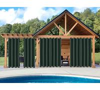 Rideaux occultants imperméables à isolation thermique pour terrasse d'extérieur - Pour belvédère, porche, balcon et jardin - Rideaux d'intimité lestés - 127 x 228,6 cm - Vert foncé (1 panneau)
