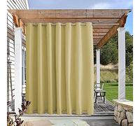 Rideaux occultants imperméables pour pergola et tonnelle - Coupe-vent - Double œillets - Jaune - 132 x 245 cm - Idéal pour jardin, intimité et protection solaire