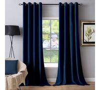 Rideaux Occultants Isolant Thermique 80 x 250 cm 100% Polyester, Isolant Anti UV, Intérieurs Decoration Anti Froid à Oeillets Rideaux pour Chambre Adulte Salon, Bleu Foncé