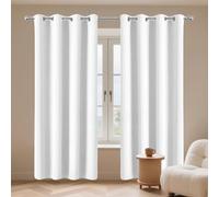 Rideaux Occultants Isolants 157 x 197 cm Isolant Thermique Anti Froid Rideau de Fenêtre à Œillets 1 Panneaux Design Moderne à Oeillets pour Toutes Les Saisons, Chambre, Blanc