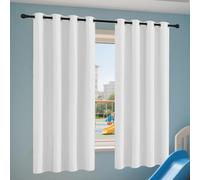 Rideaux Occultants Isolants 164 x 167 cm Isolant Anti Froid Chaleur, Satiné Rideau Phonique Anti Bruit Design Moderne à Oeillets, Plusieurs Tailles pour Maison Chambre, Blanc