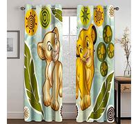 Rideaux Occultants Isolants 200X160cm Dessin Animé Mignon Petit Lion Rideaux Occultants Thermiques pour Chambre et Salon Isolant Phonique et Thermique (Chaud/Froid), Rideau Opaque A Oeillets