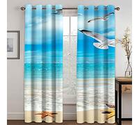 Rideaux Occultants Isolants 200X160cm Étoile de Mer de Plage Artistique Rideaux Occultants Thermiques pour Chambre et Salon Isolant Phonique et Thermique (Chaud/Froid), Rideau Opaque A Oeillet