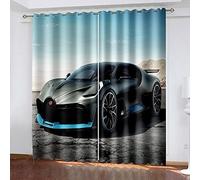 Rideaux Occultants Isolation Thermique Chambre Décoration De La Maison Anneau Haut Oeillet Crayon Pli Super Doux 2 Panneaux style - voiture de sport noire