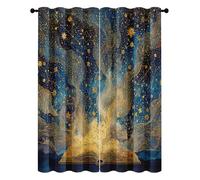 Rideaux Occultants Livre Magique Enfants, Rideau Ciel Étoilé Galaxie Thermique Isolant Anti Froid à Oeillets pour Salon Chambre Lot de 2 Panneaux 140L x 200H cm cm