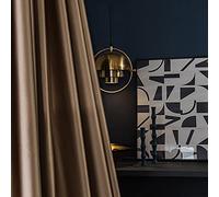 Rideaux occultants luxueux en satin pour salon, rideaux de fenêtre à isolation thermique avec œillets, 1 panneau, 150 x 270 cm, idéal pour décoration de chambre à coucher (café, 150 x 270 cm)