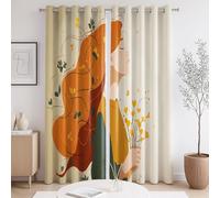 Rideaux occultants Matériau en Polyester Personnages Vivants Fleurs Jaune La Taille du Rideau est 140 x 240cm,Il y a Deux pièces à l'intérieur, pour Chambre à Coucher