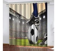 Rideaux Occultants Moderne 3D Terrain De Football Sportif - Thermique Draperies Intérieurs Lot De 2 - Chambre Enfant Adulte À Oeillets 234X230Cm
