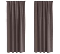 Vidaxl Rideaux Avec Des Rideaux 2 Pcs Marron Foncé Polyester