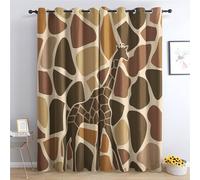 Rideaux occultants Motif Girafe pour Salon, Rideaux géométriques Style Safari bohème pour Chambre, Isolation Thermique, réduction du Bruit, œillets, Hauteur 90 cm, 2 Panneaux (l 90 x L 90 cm)
