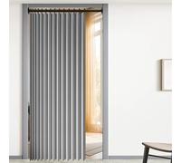 Rideaux Occultants Porte 150 x 180 cm Anti Bruit, Opaque, Bloquer, Separation, Anti Froid Occultant Chaleur Rideau Accordéon Porte pour Salon, Balcon, Chambre Moderne, Gris