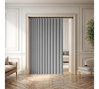 Rideaux Occultants Porte 153 x 174 cm Anti Froid et Chaleur Magnétique Impermeable à Oeillets Décoratif Rideau Accordéon Placard pour Salon, Balcon, Chambre Moderne, Gris
