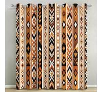 Rideaux Occultants Rayures Navajo Imprimés 3D à Oeillets, Lot de 2 | Rideau Opaque Thermique Isolant Anti Froid, Rideaux Ethnogéométrie pour Chambre Salon Fenetre, 140x240 cm LxH