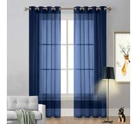 Rideaux Occultants, Rideau en Tulle 75 x 200 cm Bloquer Soleil Anti-UV, Doux et Esthétiques Rideau Occultant avec Œillets pour Chambre, Salon, Maison, Bleu Foncé