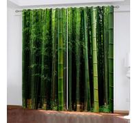 Rideaux Occultants, Rideau Vert Polyester Paysages D'Arbres Décoration pour Fenêtre 107L x 160H CM Lot de 2