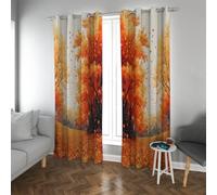Rideaux occultants romantiques en forêt d’Automne, Feuilles d’érable Orange doré, Rideaux fenêtres Lane Isolation Thermique pour la Salle d’études invités Extra Large 2 Panneaux (W100xL190cm chacun)