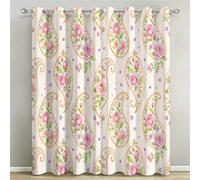 Rideaux Occultants Rose Rose Imprimés 3D à Oeillets, Lot de 2 | Rideau Opaque Thermique Isolant Anti Froid, Rideaux Aquarelle Romantique pour Chambre Salon Fenetre, 140x175 cm LxH