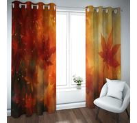 Rideaux occultants rustiques en forêt automnale en Feuilles pour Chambre Aquarelle Abstraite Paysages Nature Rideaux Extra-Longs Décoratifs pour assombrir la pièce 2 Panneaux (W245xL300cm chacun)