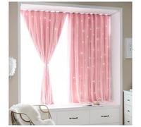 Rideaux occultants sans perçage for Chambre à Coucher, Stores occultants Courts for Baie vitrée, Stores Thermiques de Style Nordique Amovibles(Pink,W100*H120CM)