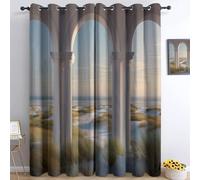 Rideaux Occultants Surréalisme Architecture Avec Œillets Anti Uv Anti Bruit Pour Chambre - Rideaux Isolation Plages Dunes Sable Prairies Thermique Phonique 2 Panneaux 140 X 260 Cm (Lxh) Multicolore