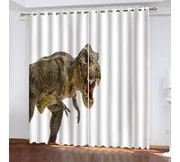 Rideaux Occultants Thermique 3D Anti Froid À Oeillets Motifs De Dinosaures De Dessin Animé Fille Motif Rideau Occultant Isolants Thermique 264x214Cm Salon Décoration Lot De 2 Décor Chambre Bebe Desi
