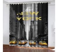 Rideaux Occultants Thermique 3D Vue des Rues De La Ville De New York Isolant Anti Froid A Oeillets 234x230 Cm Phonique pour Chambre Decoration, Rideau Salon À Oeillets Draperies, Maison Bureau Fenêt