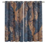 Rideaux Occultants Thermique Phonique Couleur Marron Aspect Art Vintage 234X230Cm Rideau Fenetre Salon Moderne À Oeillets Lot De 2 Rideaux Chambre Enfant Fille Garcon Adulte Rideaux Et Draperies In