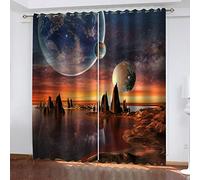 Rideaux Occultants Thermique Phonique Paysage De Rivière De Montagne Ciel Étoilé 200X160Cm Rideau Fenetre Salon Moderne À Oeillets Lot De 2 Rideaux Chambre Enfant Fille Garcon Adulte Rideaux Et Drape