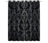 Rideaux Occultants Thermique Rococo Noir Design Oriental Rideaux Salle de Jeux Rideauxsalon Moderne Rideau Oeillets Thermique Occultant Rideaux Chambre Enfant Gris foncé Rideau Total: 234 x 230 cm