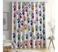 Rideaux occultants Thermiques, filtrant la lumière Rideaux à imprimé de Coloré Empreintes De Pattes De Chien Style Graffiti pour Le Salon et la Chambre à Coucher, 140L x 245H cm (2 Panneaux)