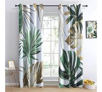 Rideaux Occultants Thermiques Longs pour Salon et Chambre - Tropicales élégantes Polyester Isolation Lumière & Bruit, Prêts à Poser, L 280 x H 260 cm, Œillets Faciles à Installer