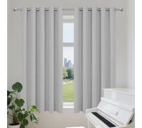 Rideaux occultants thermiques super doux à œillets pour chambre à coucher et salon - Économie d'énergie et réduction du bruit - Gris clair