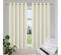 Rideaux occultants thermiques super doux à œillets pour chambre à coucher et salon - Économie d'énergie et réduction du bruit - Beige - 222 x 240 cm - Décoration d'intérieur