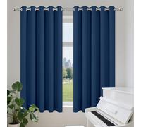 Rideaux occultants thermiques super doux à œillets pour cuisine, chambre à coucher et salon - Bleu marine - Économie d'énergie - Réduction du bruit - 221 x 226 cm