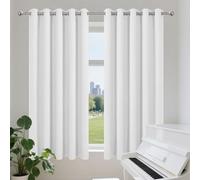 Rideaux occultants thermiques super doux à œillets pour cuisine, chambre à coucher et salon - Économie d'énergie - Réduction du bruit - Blanc élégant