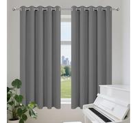 Rideaux occultants thermiques super doux à œillets pour cuisine, chambre à coucher, salon - Gris foncé - Économie d'énergie - Réduction du bruit - 216 x 226 cm
