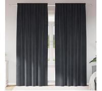 Rideaux occultants - Velours gris foncé - 140 x 225 cm - Synthétique - Design contemporain