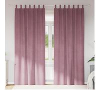 Rideaux occultants velours rose foncé 2 pcs 140 x 245 cm - tab top, polyester