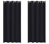 Rideaux occultants - vidaXL - Noir - Polyester - 225x140 cm - Lot de 2 - Occultation totale - Facile à manipuler