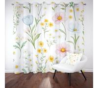 Rideaux Opaque Fleurs Sauvages Marguerite Camomille Rideau à Oeillet Feuille Plantes Style Pastoral Rideau Occultant Thermiques 135x240 cm 2 Panneaux Anti Froid et Chaleur pour Chambre Salon