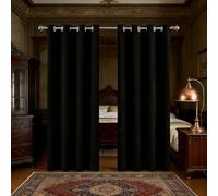 Rideaux Opaques 240 x 240 cm Doux Opaques Anti Chaleur Isolation Chaleur UV Bruit Rideau Isolation Thermique Design Moderne à Oeillets pour Salon et Chambre, Noir